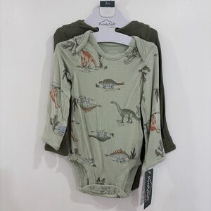 New Carter’s Dinosaur Print PurelySoft Long-Sleeve Baby Boy Bodysuit Green 3M